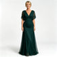 V-neck cold shoulder long dress