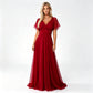 V-neck cold shoulder long dress