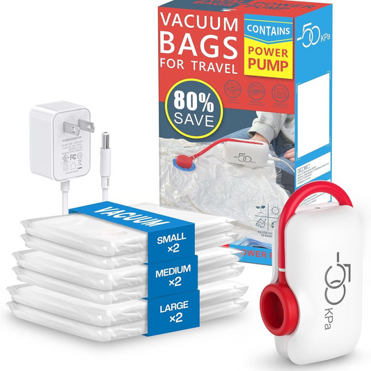 6-Pack USB Electric Vacuum Compression Bags – Save Space, Travel Light!