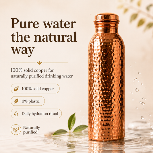 💧Premium Water Bottle Made of 100% Solid Copper – Plastic-Free and Inspired by Ayurveda