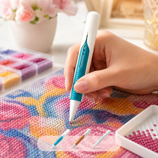 💎 Automatic Gem Art Bead Dispenser Pen & Tray Set