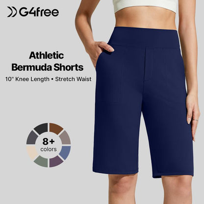 ⏰Last Day Sale 49% OFF🔥Women's Bermuda Shorts with Pockets -👍Knee Length Athletic Casual Long Shorts