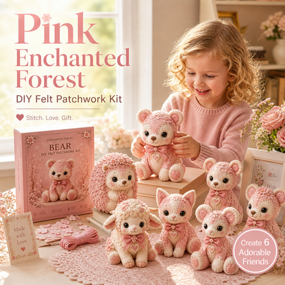 🎀49% OFF🎁Pink Enchanted Forest DIY Felt Patchwork Kit
