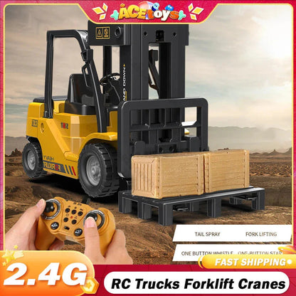 Kids RC Forklift with Lights Music Spray