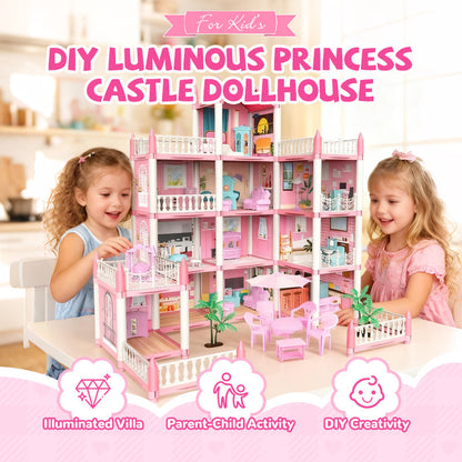 📢📢49% OFF!!⏰DIY Luminous Princess Castle Dollhouse