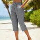 ⏳Time-Limited Special⏰Gingham Capri Pants – Drawstring Waist, Cotton-Linen, Breathable 🌿