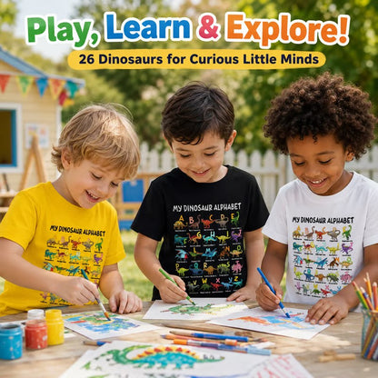 🔥🎁 New Arrival: Half-Price Offer 🔥 Children's T-shirt with Dinosaur and Letter Prints