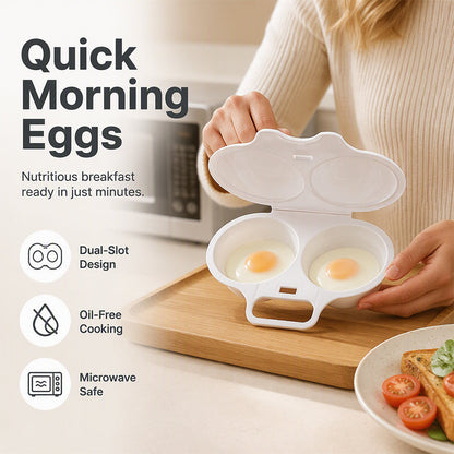 🍳✨Dual Cavity Microwave Egg Poacher